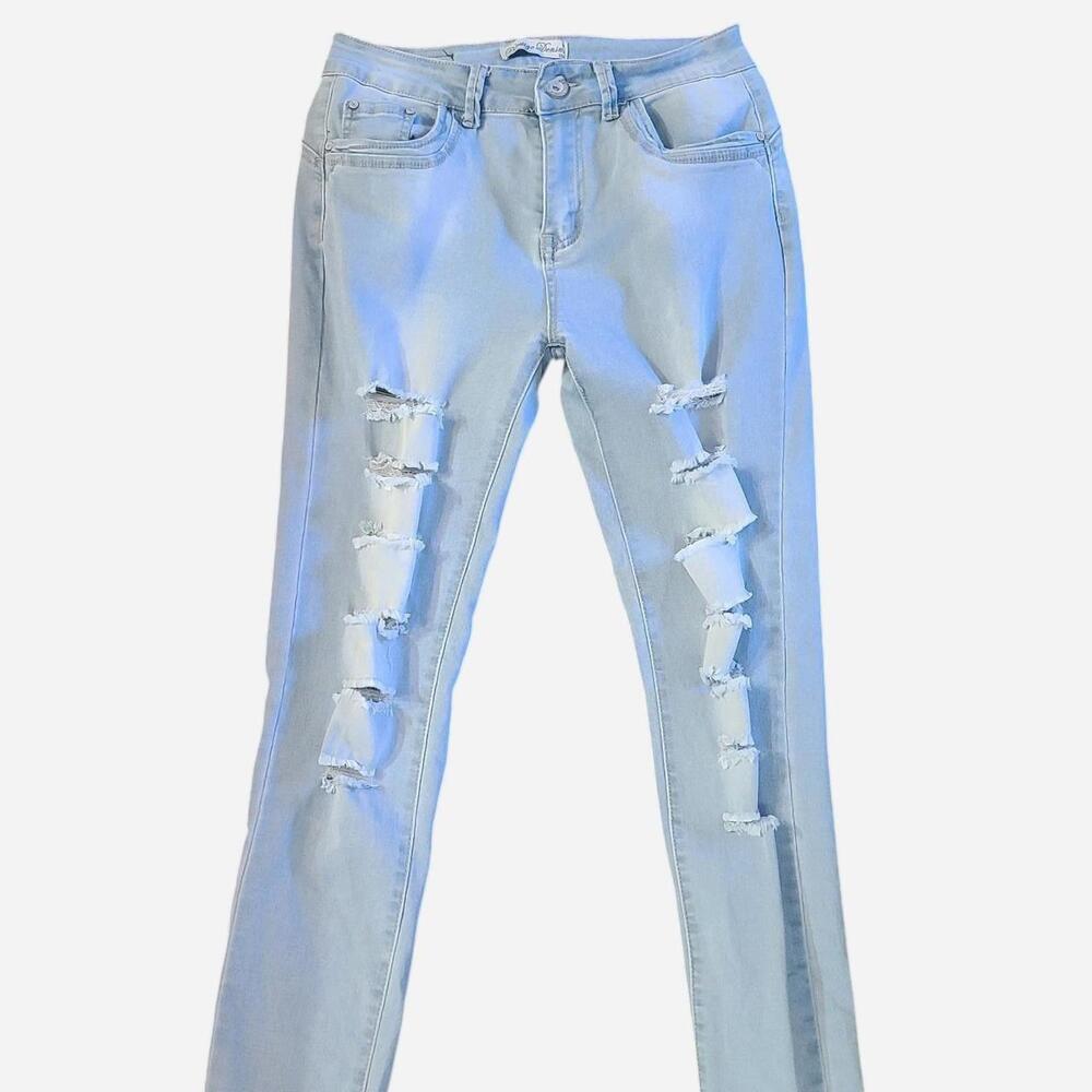 Size 7 Prestige Denim light wash distressed slim fit jeans